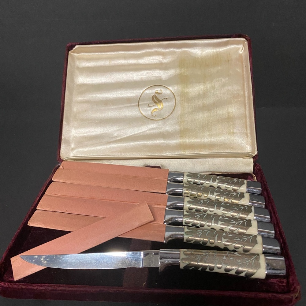 Vintage Elegant Knife Set Of 6 Supreme Cutlery Co with case